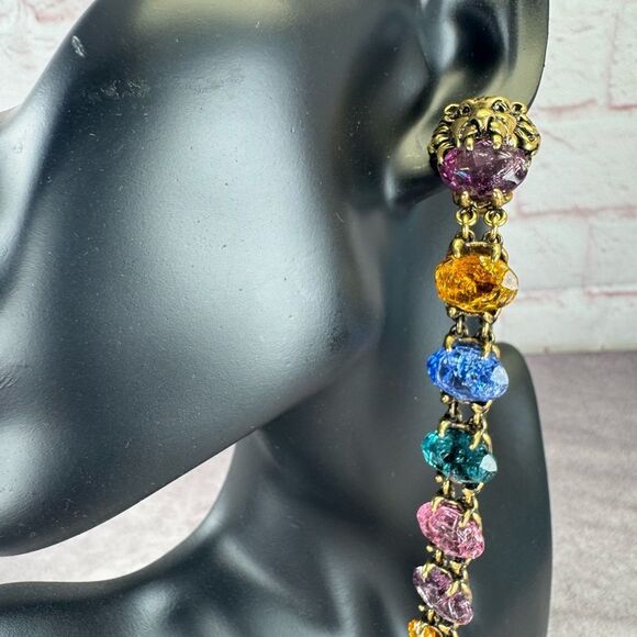 Gucci Rare Gold Tone Swarovski Crystal Lionhead Clip on Earrings - Picture 3 of 11